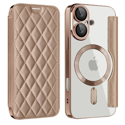 Full protection diamond flip leather transparent electroplating magnetic protective case (for iPhone 16-11 series)