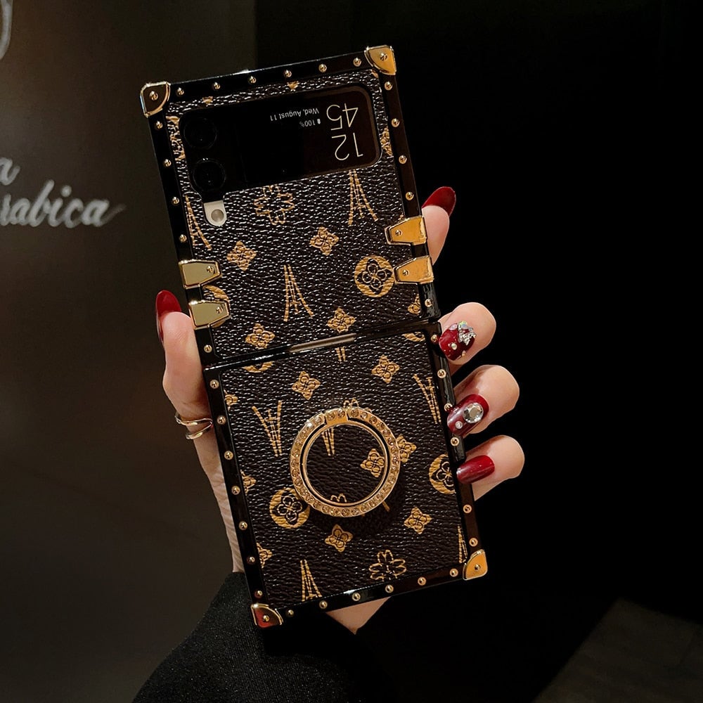 Leather Flower Square Case For Samsung Galaxy Z Flip