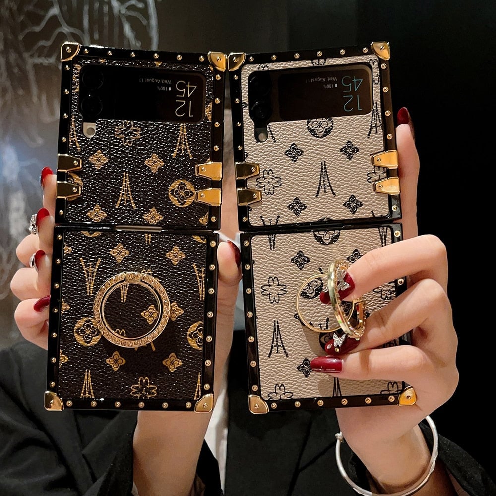 Leather Flower Square Case For Samsung Galaxy Z Flip