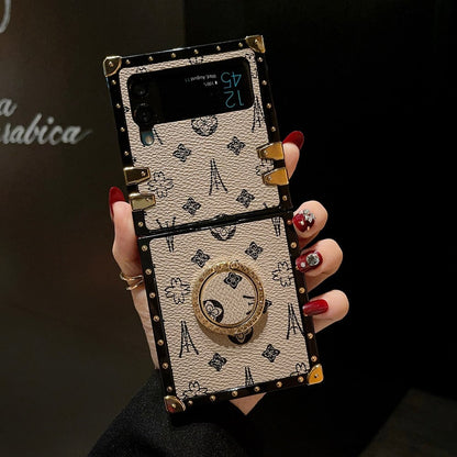 Leather Flower Square Case For Samsung Galaxy Z Flip